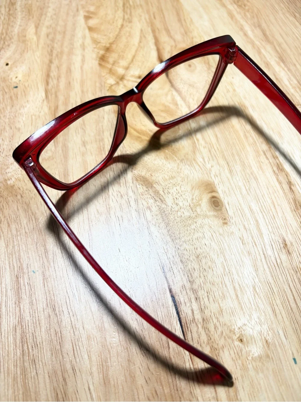 Cherry Red Glossy Translucent Cat Eye Fashion Glasses